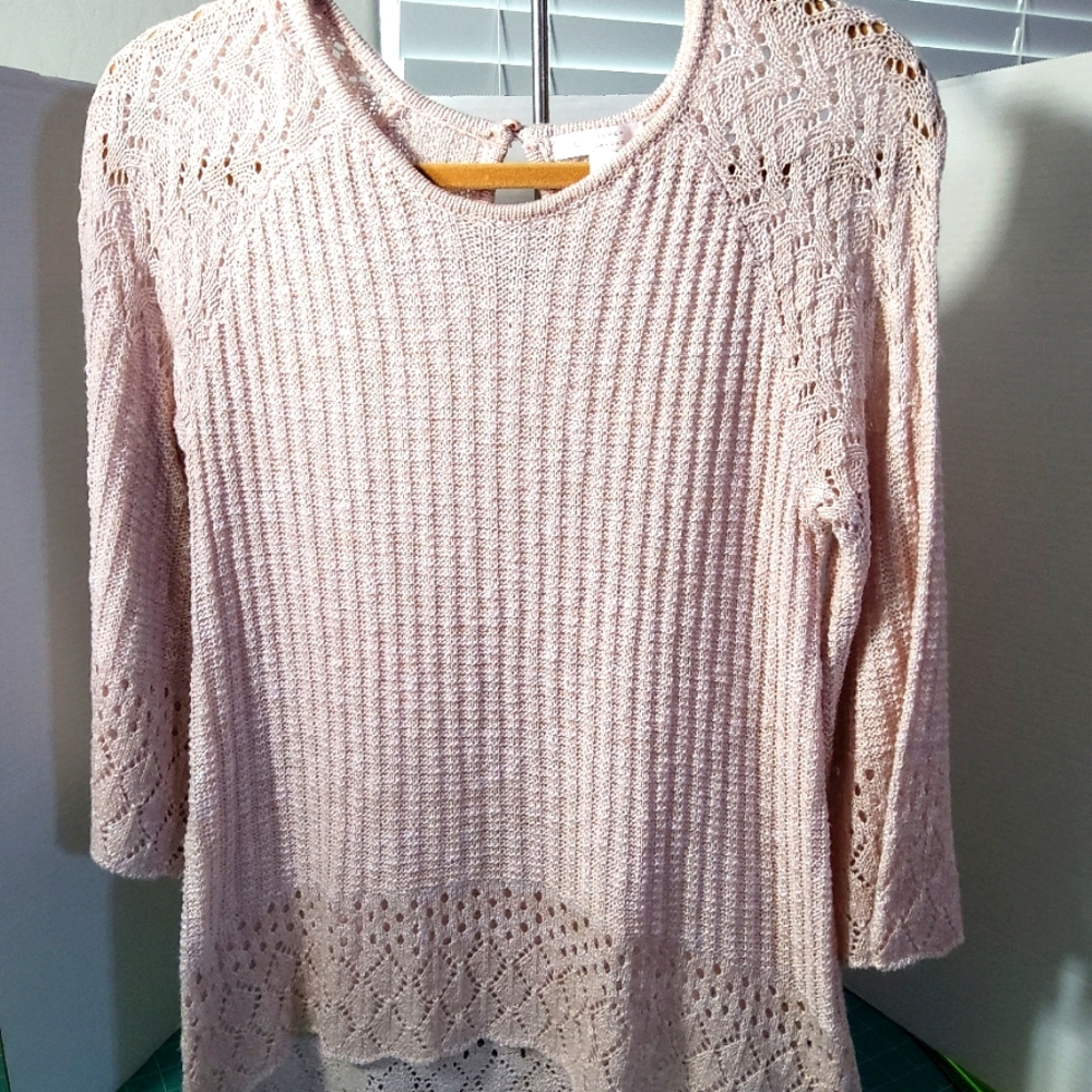 Sweater dusty pink by Loren Conrad sz small high low hem